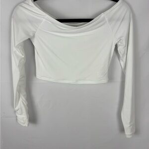 Aerie White Long Sleeve Crop Top